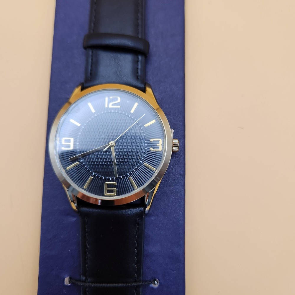 Kendall & James Watch Mens Leather Band Gold Tone Blue Dial New Elegant Gift Box - Picture 3 of 6